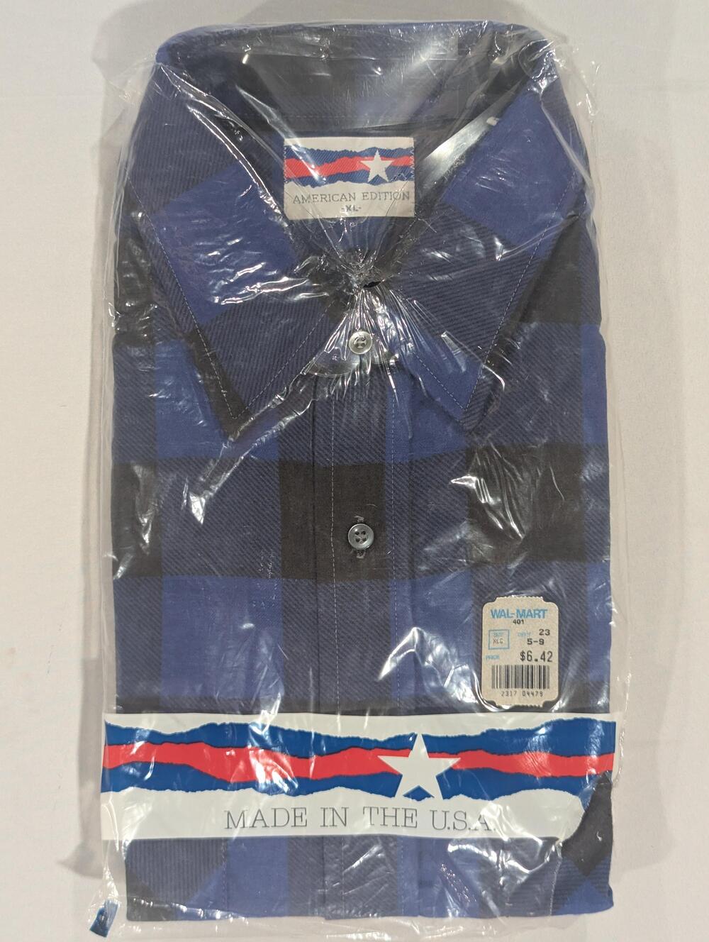 Vintage American Edition Shirt Mens XL Blue Plaid Long Sleeve Flannel Made USA